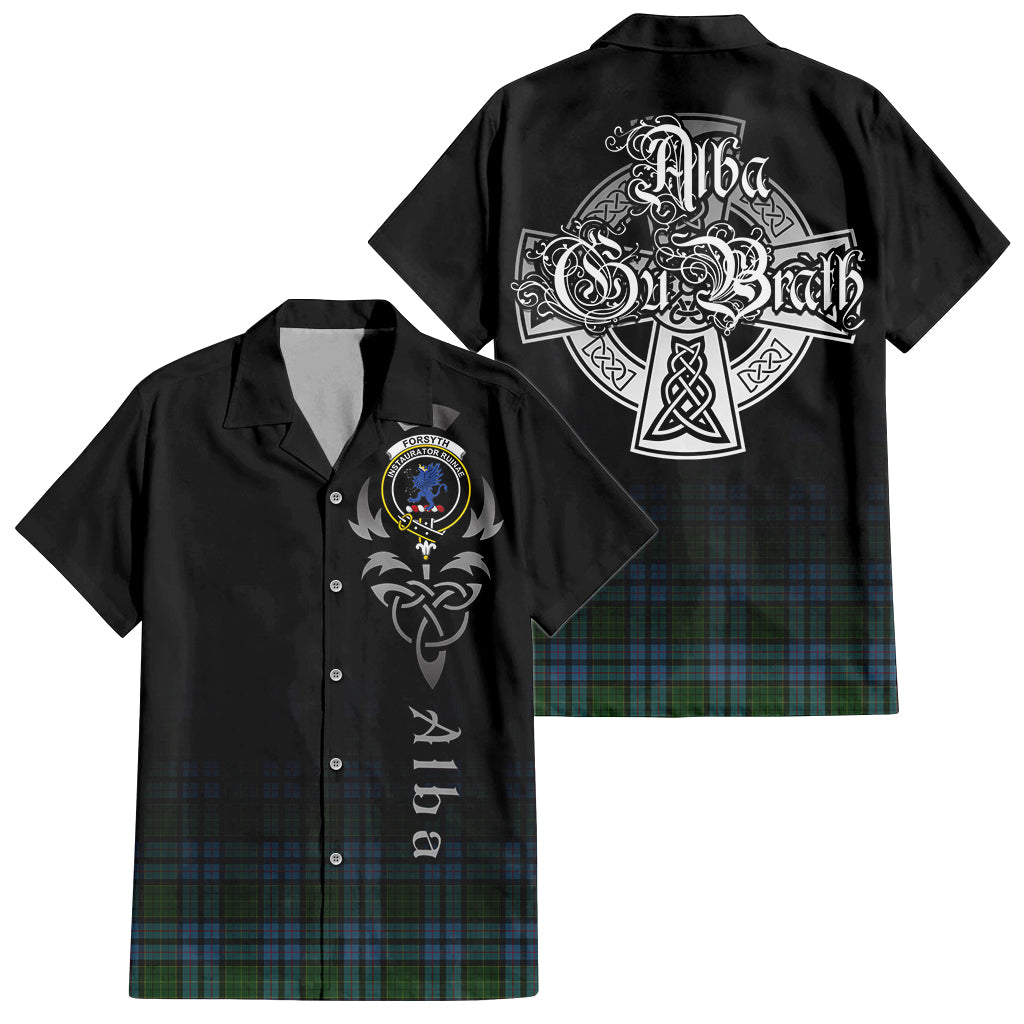 Forsyth Tartan Hawaiian Shirt Shirt Featuring Alba Gu Brath Family Crest Celtic Inspired Kid - Tartan Vibes Clothing