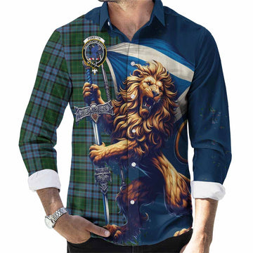 Forsyth Tartan Family Crest Long Sleeve Button Shirt with Scottish Majestic Lion Men's Shirt S - Tartan Vibes Clothing