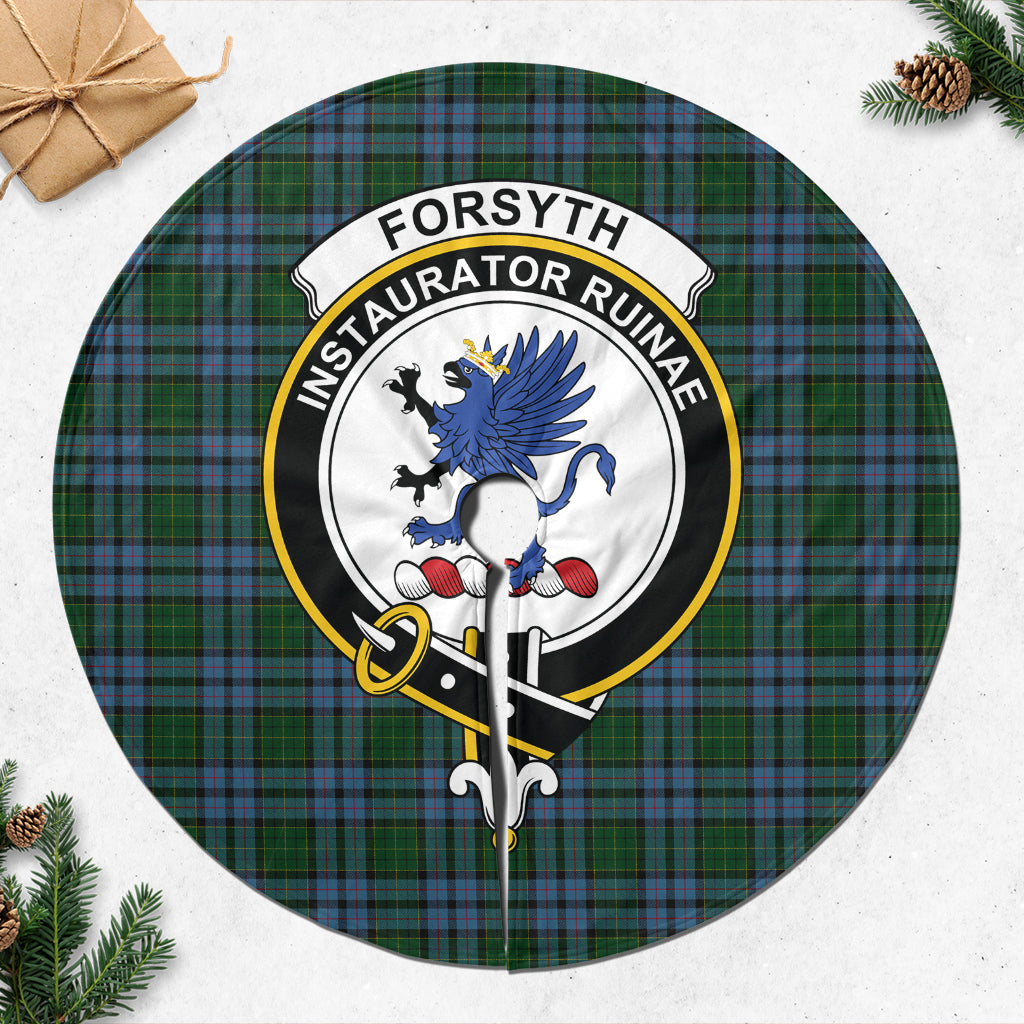 Forsyth Tartan Christmas Tree Skirt with Family Crest 47*47 inch - Tartan Vibes Clothing