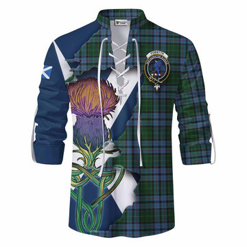 Tartan Vibes Clothing Forsyth Tartan Family Crest Ghillie Kilt Shirt Scottish Thistle Celtic Inspired