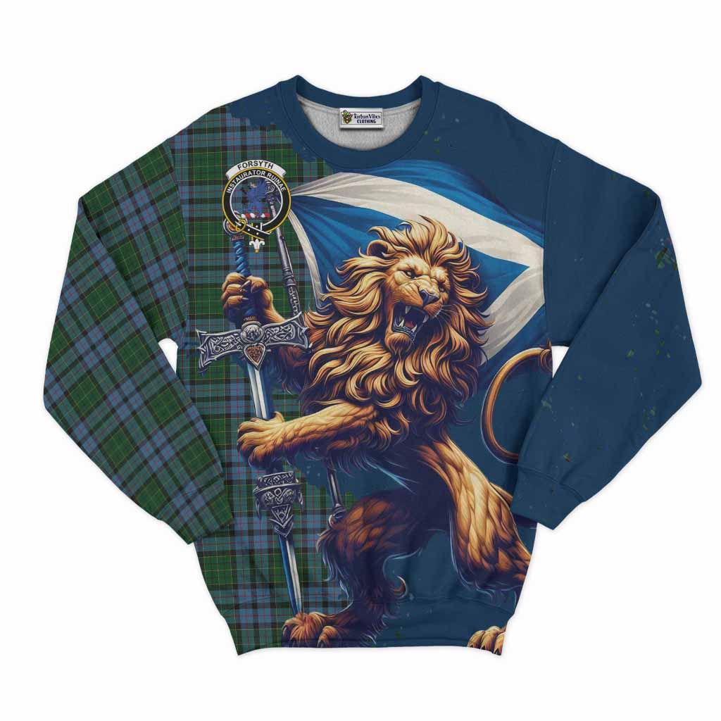 Forsyth Tartan Family Crest Sweatshirt with Scottish Majestic Lion Unisex - Tartan Vibes Clothing