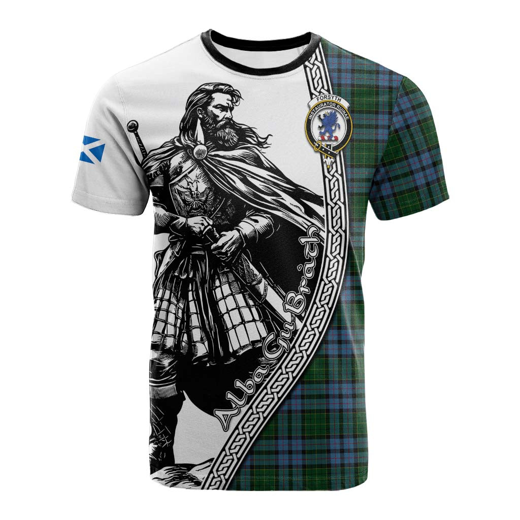 Forsyth Tartan Clan Crest Cotton T-shirt with Highlander Warrior Celtic Style Kid's Shirt - Tartan Vibes Clothing