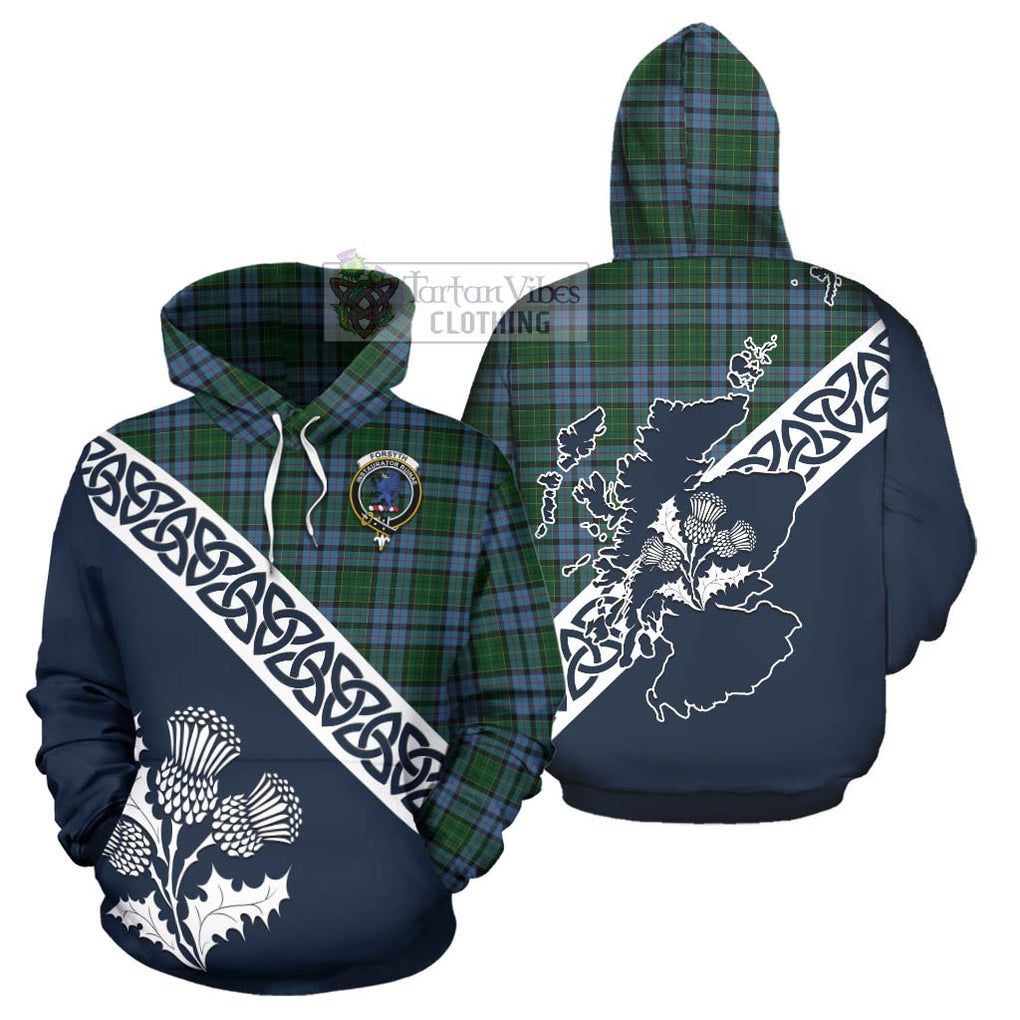 Forsyth Tartan Hoodie Featuring Thistle and Scotland Map Zip Hoodie - Tartan Vibes Clothing