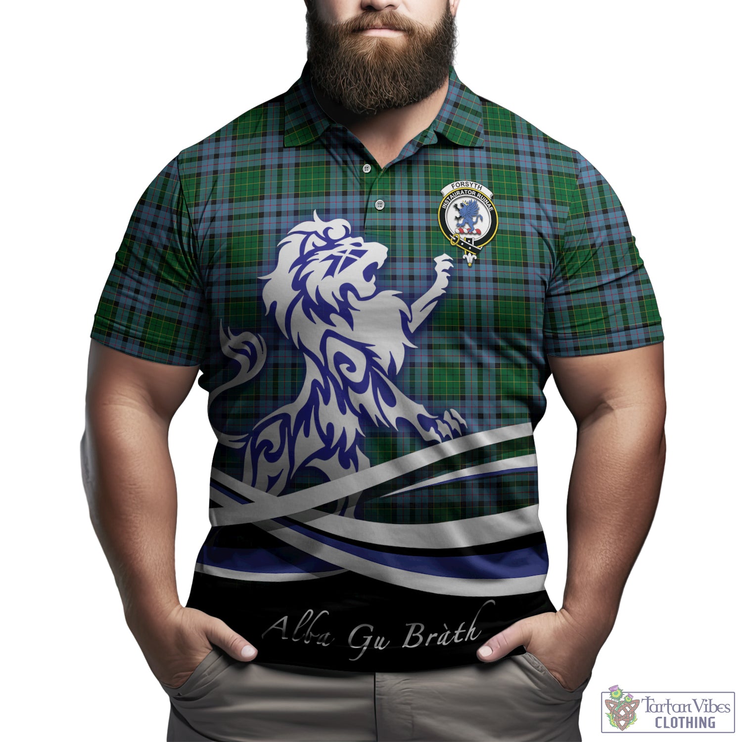 Forsyth Tartan Polo Shirt with Alba Gu Brath Regal Lion Emblem Kid - Tartan Vibes Clothing