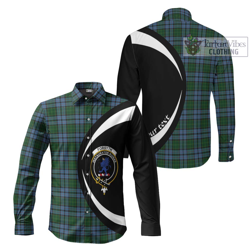 Forsyth Tartan Long Sleeve Button Up with Family Crest Circle Style Men's Shirt S - Tartan Vibes Clothing