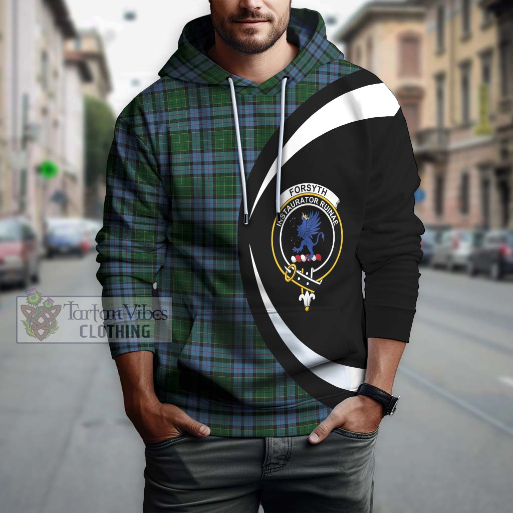 Forsyth Tartan Hoodie with Family Crest Circle Style Zip Hoodie - Tartan Vibes Clothing