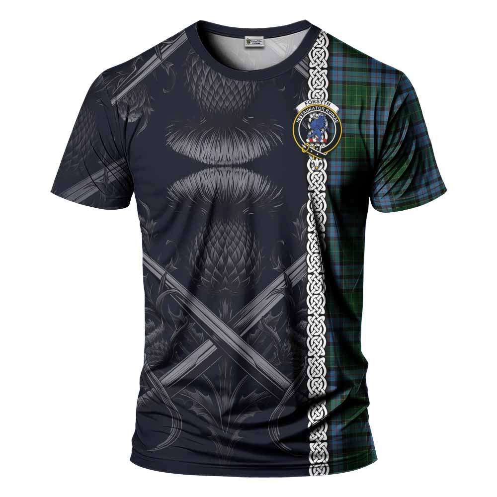 Forsyth Tartan T-Shirt with Family Crest Cross Sword Thistle Celtic Vibes Kid's Shirt - Tartan Vibes Clothing