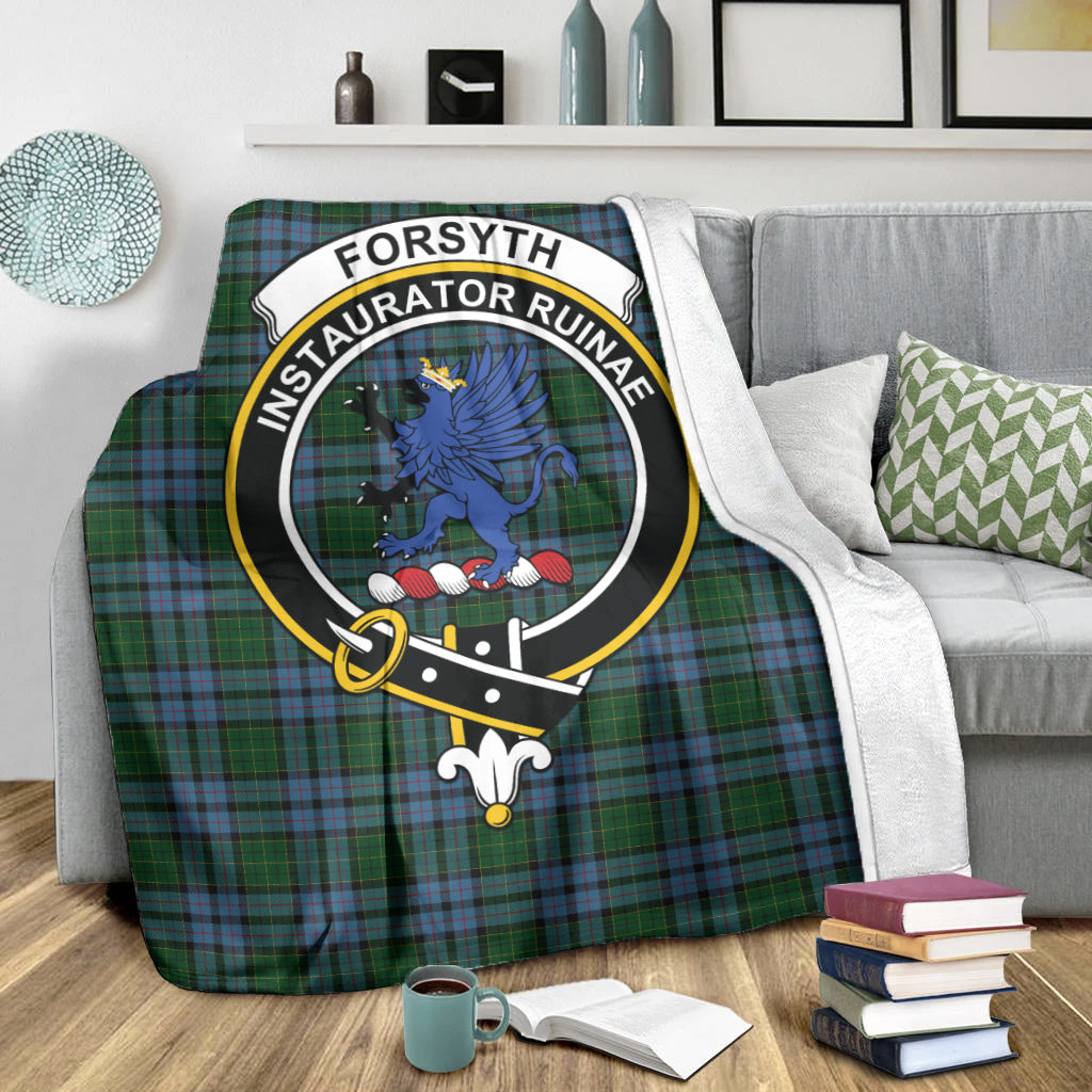 Forsyth Tartan Blanket with Family Crest X-Large 59 x 79 inches 150 x 200 cm - Tartan Vibes Clothing
