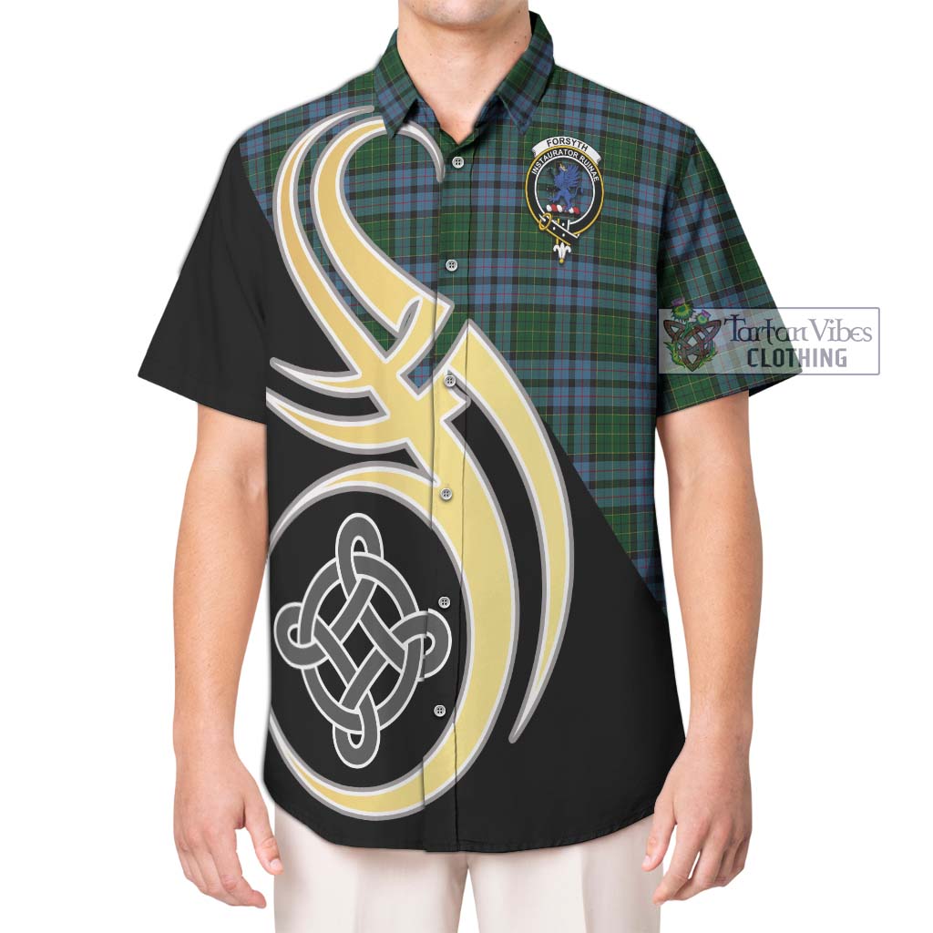 Forsyth Tartan Hawaiian Shirt with Family Crest and Celtic Symbol Style Kid - Tartan Vibes Clothing