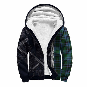Forsyth Tartan Sherpa Hoodie with Family Crest Cross Sword Thistle Celtic Vibes Unisex S - Tartan Vibes Clothing
