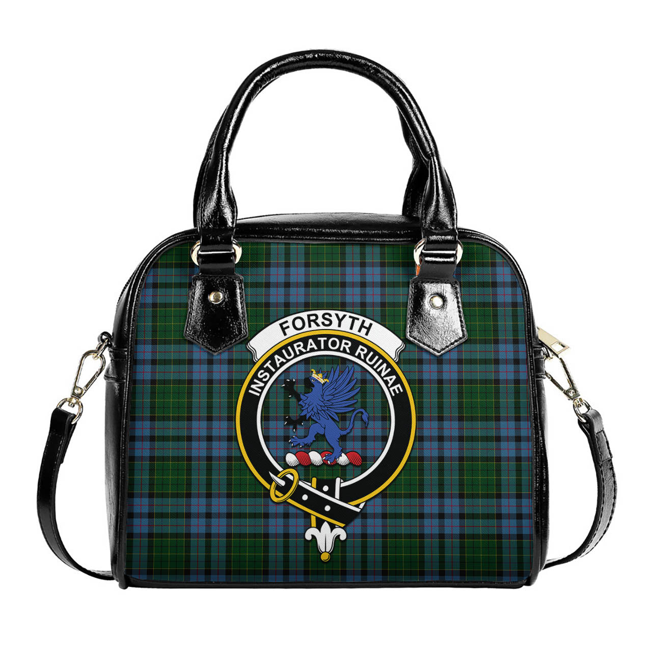 Forsyth Tartan Shoulder Handbags with Family Crest One Size 6*25*22 cm - Tartanvibesclothing