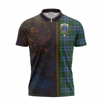 Forsyth Tartan Family Crest Zipper Polo Shirt Alba Gu Brath Be Brave Lion Ancient Style
