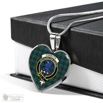 Forsyth Tartan Heart Necklace with Family Crest