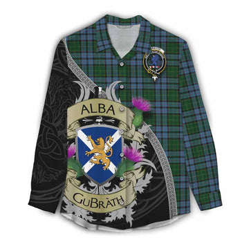 Forsyth Tartan Family Crest Women's Casual Shirt Lion Rampant Royal Thistle Shield Celtic Inspired Female - Tartan Vibes Clothing