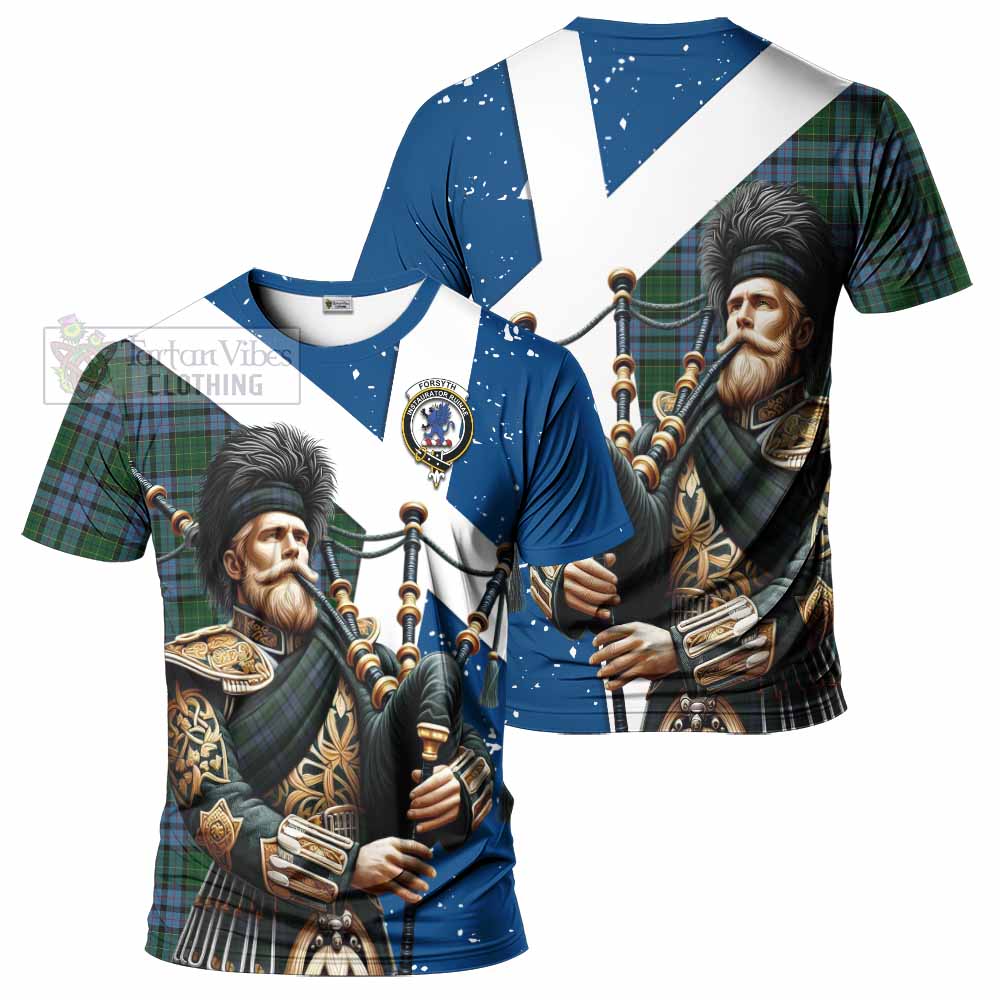 Forsyth Tartan T-Shirt with Family Crest Scottish Bagpiper Vibes Kid's Shirt - Tartan Vibes Clothing