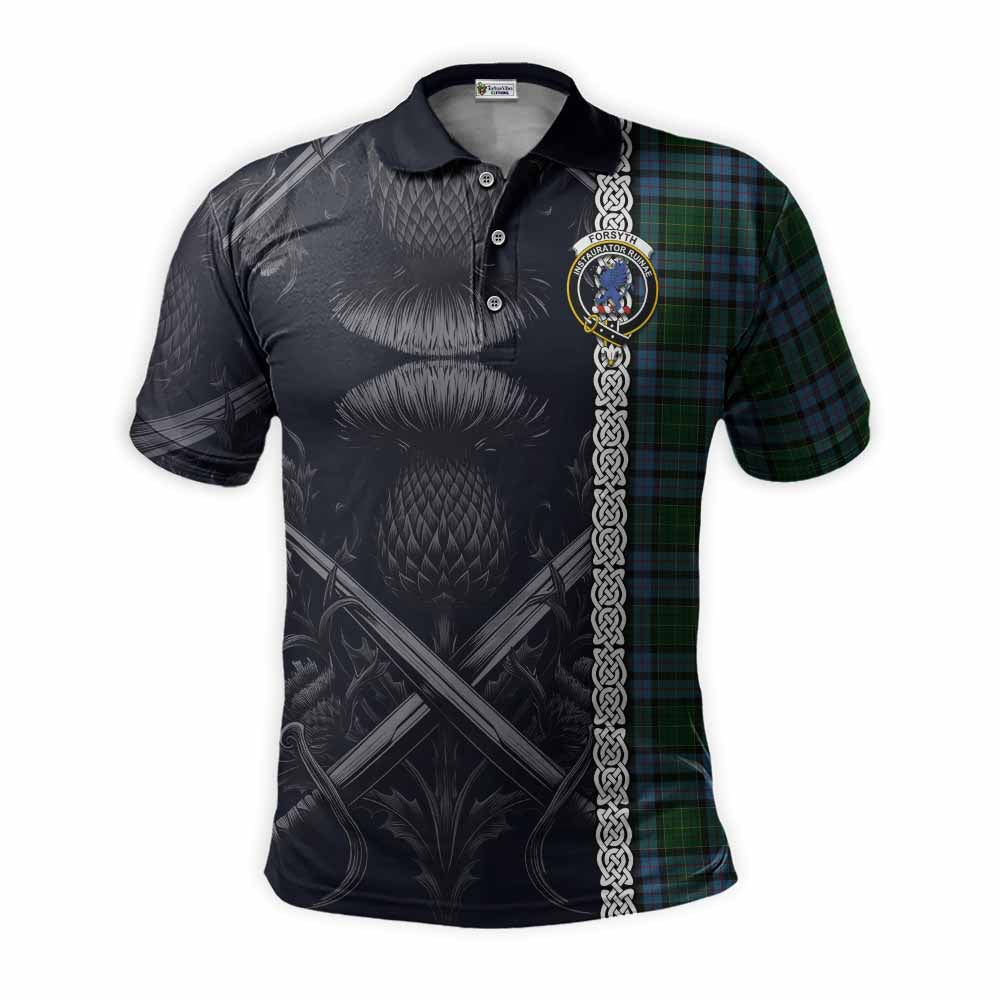 Forsyth Tartan Polo Shirt with Family Crest Cross Sword Thistle Celtic Vibes Kid - Tartan Vibes Clothing