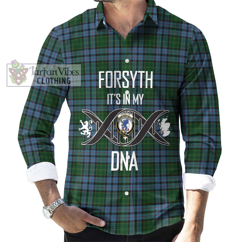 Forsyth Tartan Long Sleeve Button Shirt with Family Crest DNA In Me Style Men's Shirt S - Tartanvibesclothing Shop