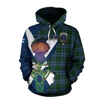 Tartan Vibes Clothing Forsyth Tartan Family Crest Cotton Hoodie Scottish Thistle Celtic Inspired