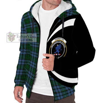 Forsyth Tartan Sherpa Hoodie with Family Crest Circle Style Unisex S - Tartan Vibes Clothing
