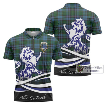 Forsyth Tartan Zipper Polo Shirt with Alba Gu Brath Regal Lion Emblem
