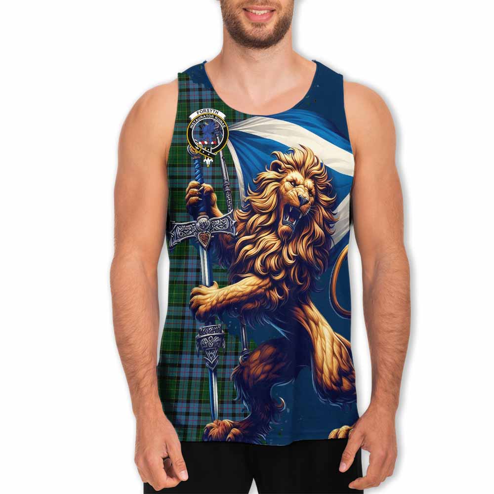 Forsyth Tartan Family Crest Men's Tank Top with Scottish Majestic Lion Men - Tartan Vibes Clothing