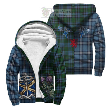 Forsyth Tartan Sherpa Hoodie Happy St. Andrew's Day Half Tartan Style Unisex S - Tartan Vibes Clothing