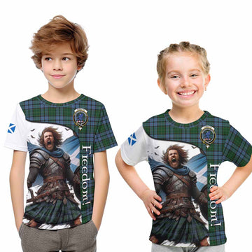 Forsyth Crest Tartan Kid T-Shirt Inspired by the Freedom of Scottish Warrior