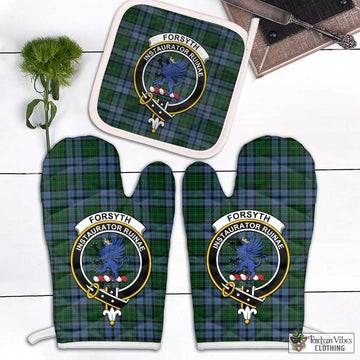 Forsyth Tartan Combo Oven Mitt & Pot-Holder with Family Crest Combo 2 Oven Mitt & 1 Pot-Holder Black - Tartan Vibes Clothing