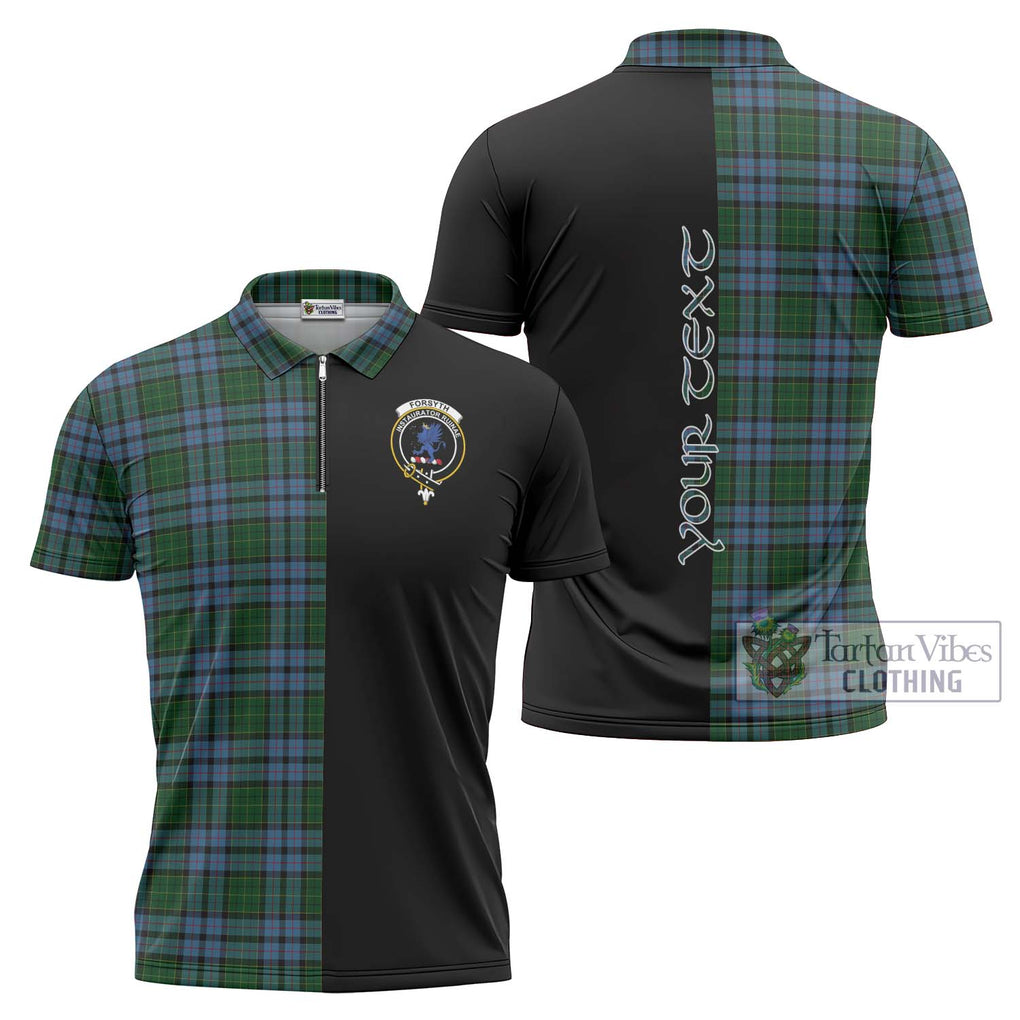 Forsyth Tartan Zipper Polo Shirt with Family Crest and Half Of Me Style Unisex - Tartanvibesclothing Shop