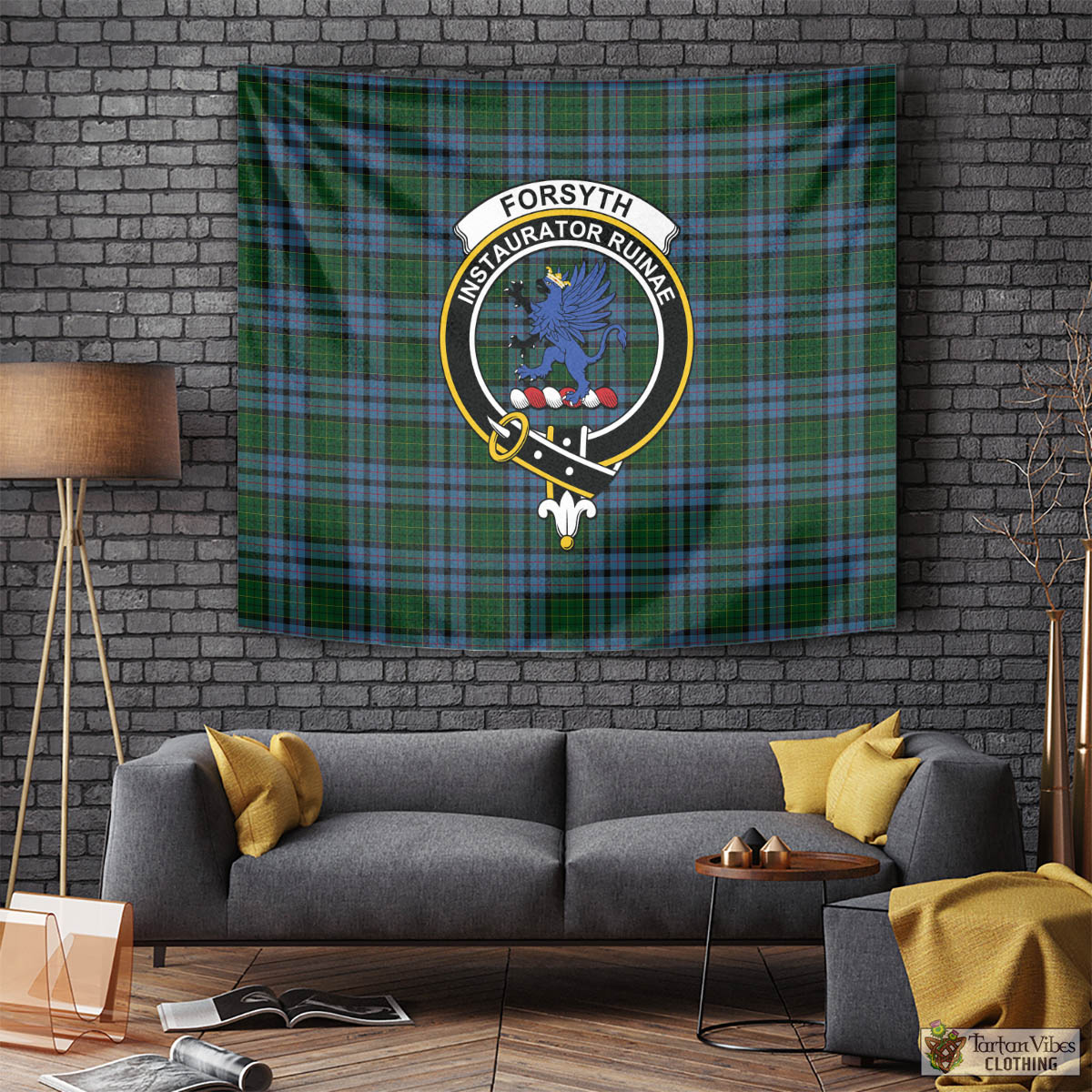 Forsyth Tartan Tapestry Wall Hanging and Home Decor for Room with Family Crest Tapestry - Tartan Vibes Clothing