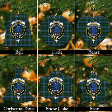 Forsyth Tartan Christmas Ceramic Ornaments with Family Crest Ceramic - Tartan Vibes Clothing