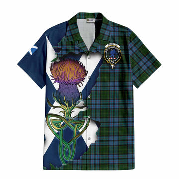 Tartan Vibes Clothing Forsyth Tartan Family Crest Short Sleeve Button Shirt Scottish Thistle Celtic Inspired
