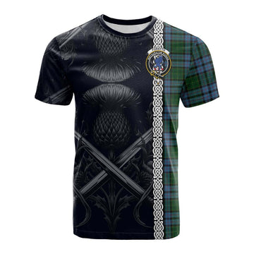 Tartan Vibes Clothing Forsyth Tartan Cotton T-shirt with Family Crest Cross Sword Thistle Celtic Vibes