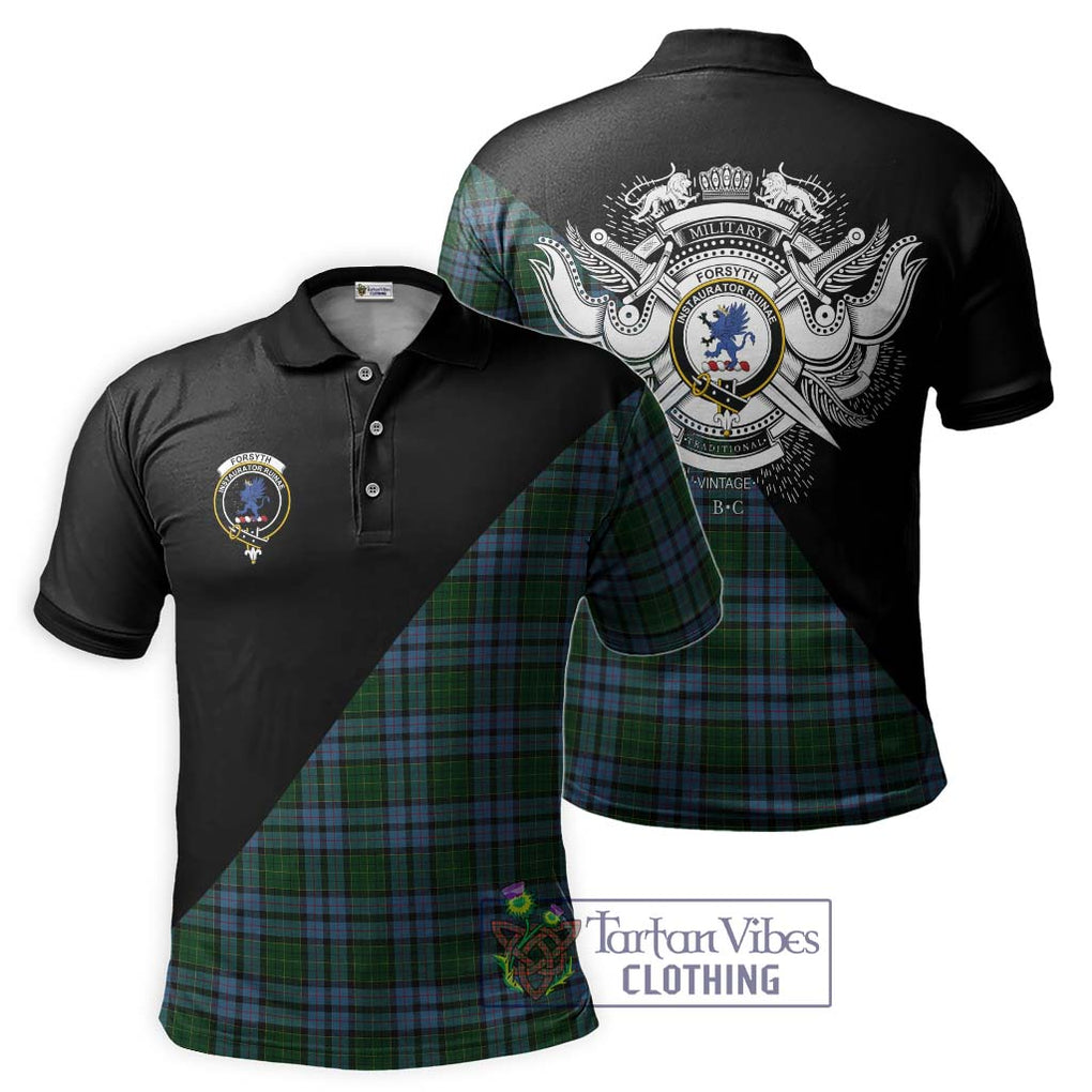 Forsyth Tartan Polo Shirt with Family Crest and Military Logo Style Kid - Tartan Vibes Clothing