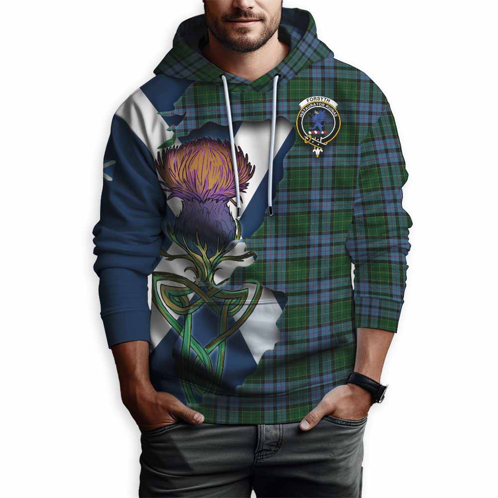 Tartan Vibes Clothing Forsyth Tartan Family Crest Hoodie Scottish Thistle Celtic Inspired