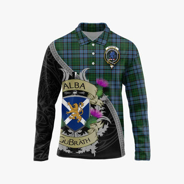 Forsyth Tartan Family Crest Long Sleeve Polo Shirt Lion Rampant Royal Thistle Shield Celtic Inspired Unisex - Tartan Vibes Clothing