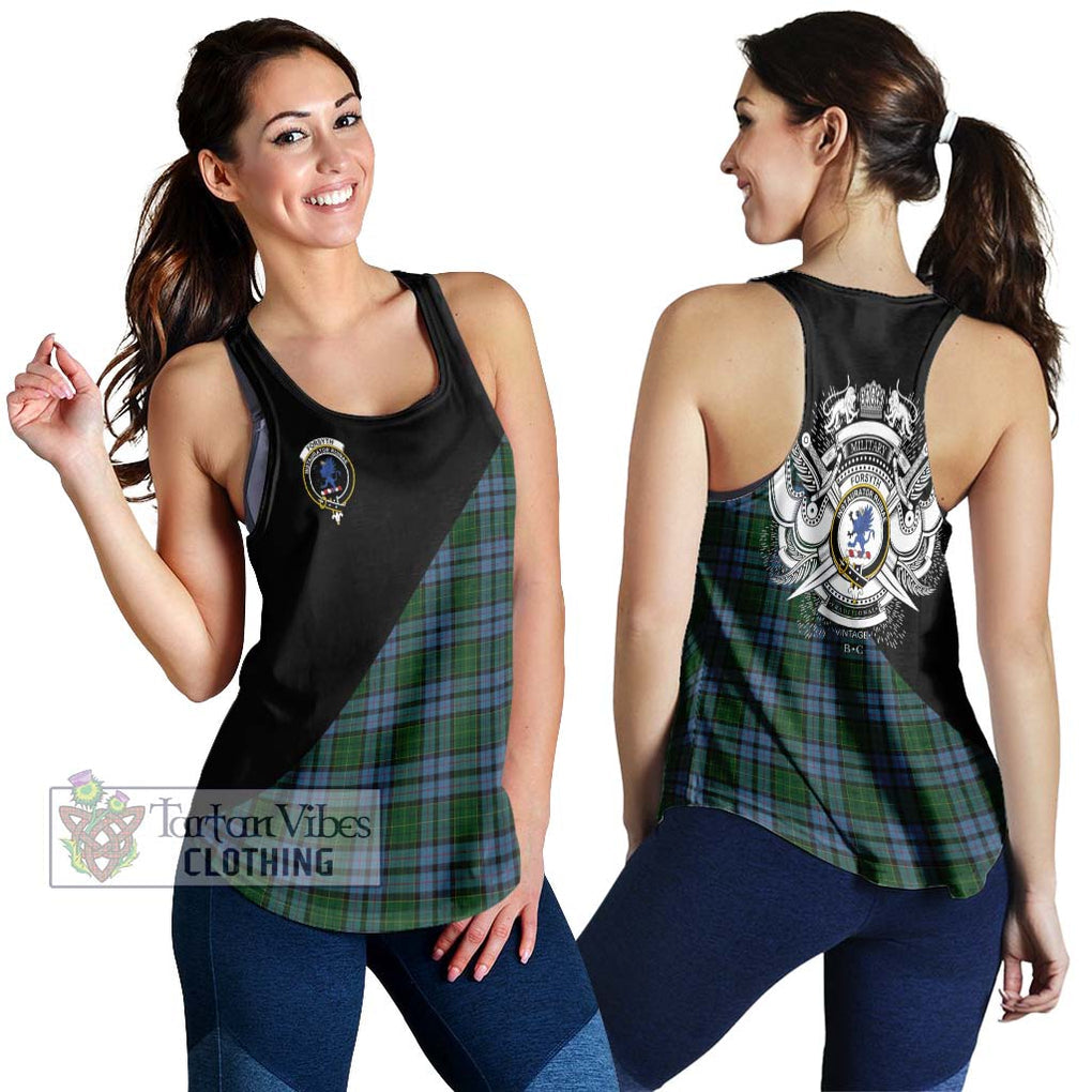 Forsyth Tartan Women's Racerback Tanks with Family Crest and Military Logo Style 4XL - Tartan Vibes Clothing