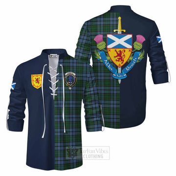 Forsyth Tartan Ghillie Kilt Shirt Alba with Scottish Lion Royal Arm Half Style Men - Tartan Vibes Clothing