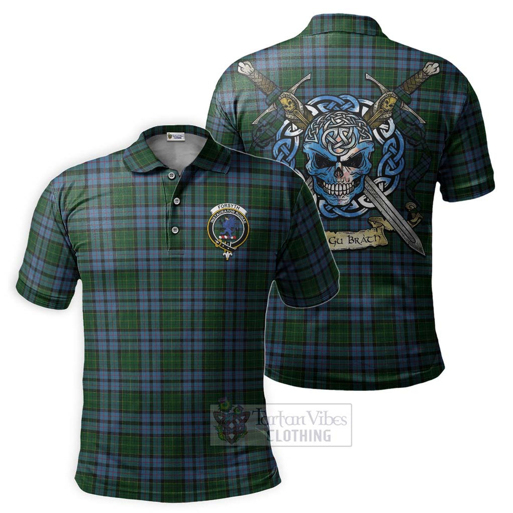 Forsyth Tartan Polo Shirt with Family Crest Celtic Skull Style Kid - Tartan Vibes Clothing