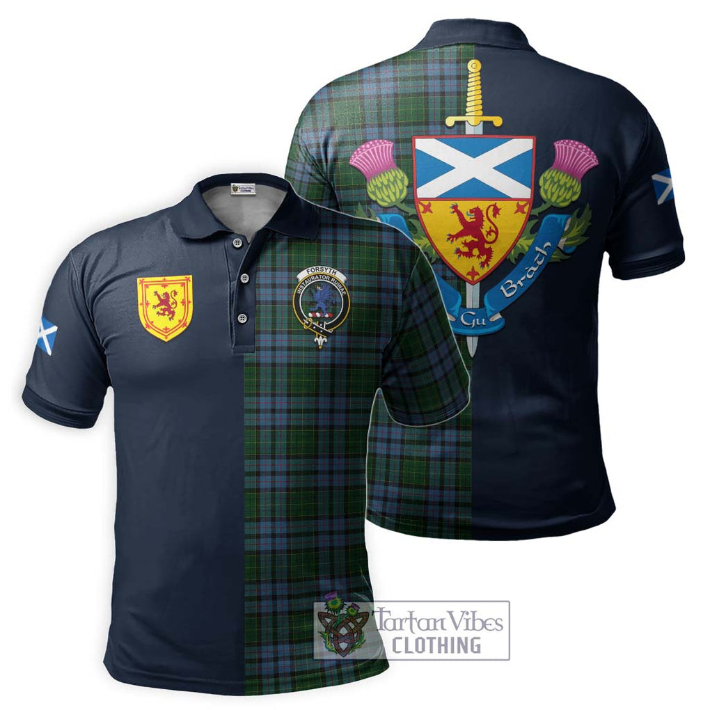 Forsyth Tartan Polo Shirt Alba with Scottish Lion Royal Arm Half Style Kid - Tartan Vibes Clothing