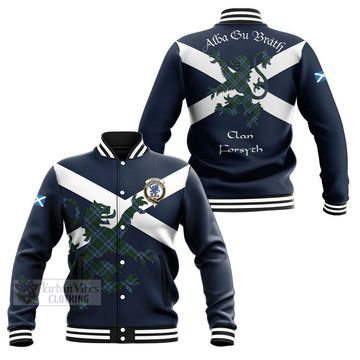 Forsyth Tartan Lion Rampant Baseball Jacket Proudly Display Your Heritage with Alba Gu Brath and Clan Name Unisex - Tartan Vibes Clothing