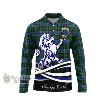 Forsyth Tartan Long Sleeve Polo Shirt with Alba Gu Brath Regal Lion Emblem Unisex - Tartan Vibes Clothing