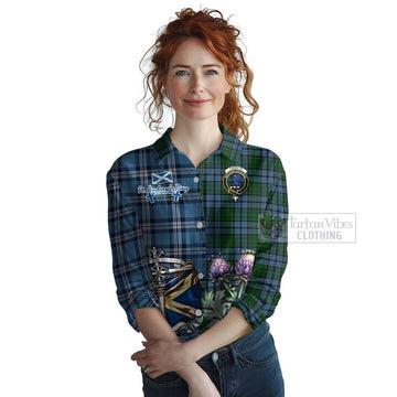 Forsyth Tartan Women's Casual Shirt Happy St. Andrew's Day Half Tartan Style Female - Tartan Vibes Clothing