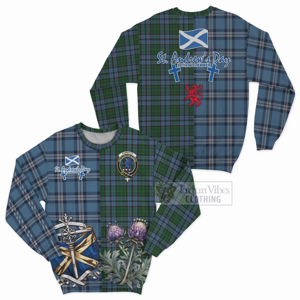 Forsyth Tartan Sweatshirt Happy St. Andrew's Day Half Tartan Style Unisex - Tartan Vibes Clothing