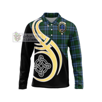 Forsyth Tartan Long Sleeve Polo Shirt with Family Crest and Celtic Symbol Style Unisex - Tartan Vibes Clothing