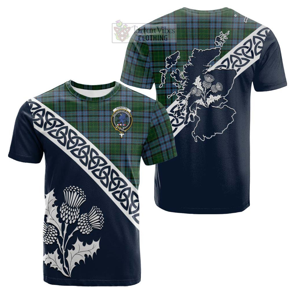 Forsyth Tartan Cotton T-shirt Featuring Thistle and Scotland Map Kid's Shirt - Tartan Vibes Clothing