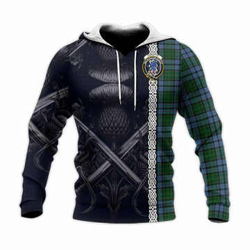 Forsyth Tartan Knitted Hoodie with Family Crest Cross Sword Thistle Celtic Vibes Unisex Knitted Pullover Hoodie - Tartan Vibes Clothing