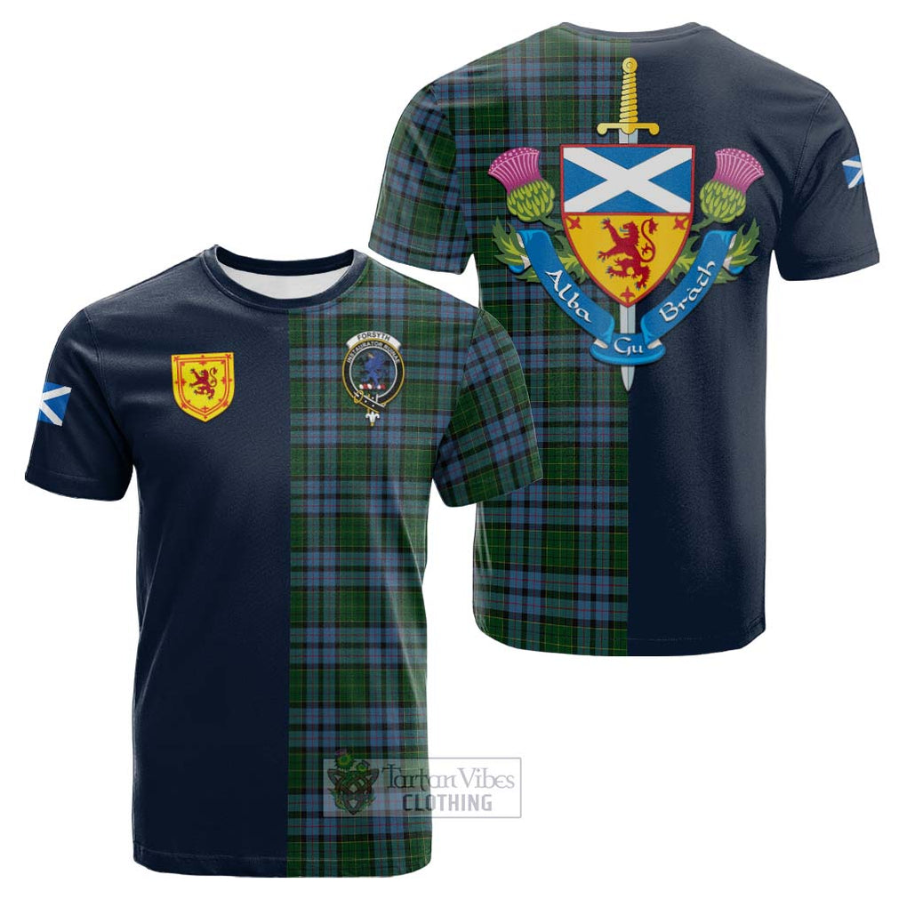 Tartan Vibes Clothing Forsyth Tartan Cotton T-shirt with Scottish Lion Royal Arm Half Style