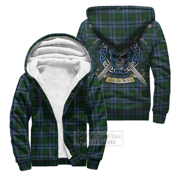 Forsyth Tartan Sherpa Hoodie with Family Crest Celtic Skull Style Unisex S - Tartan Vibes Clothing
