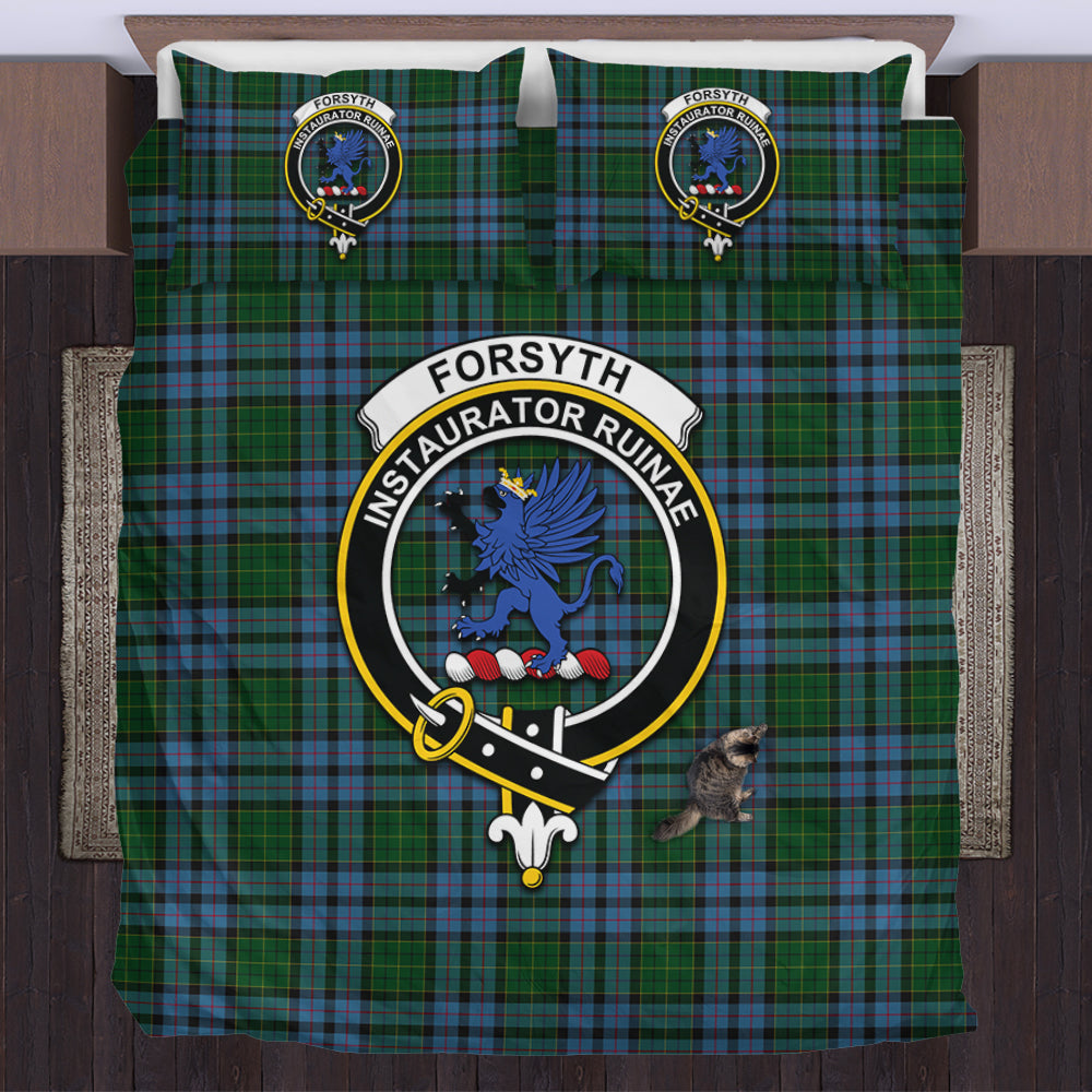 Forsyth Tartan Bedding Set with Family Crest US Bedding Set - Tartan Vibes Clothing